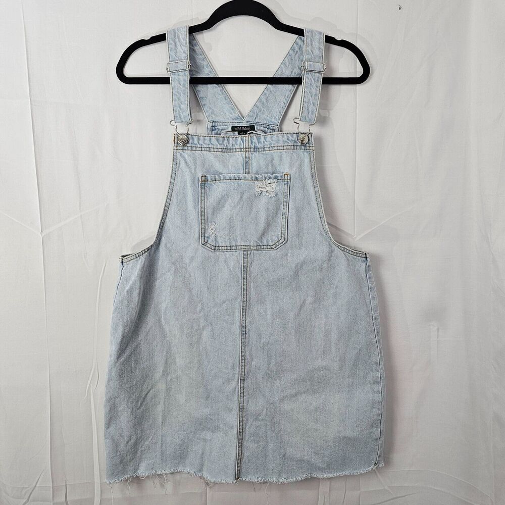 Wild Fable Womens Overall Dress Large One Piece Blue Denim Light Wash Skirt